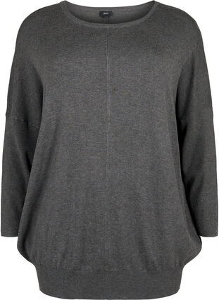 Zizzi Strikket tunika i en viskoseblanding, Dark Grey Melange, Packshot image number 0