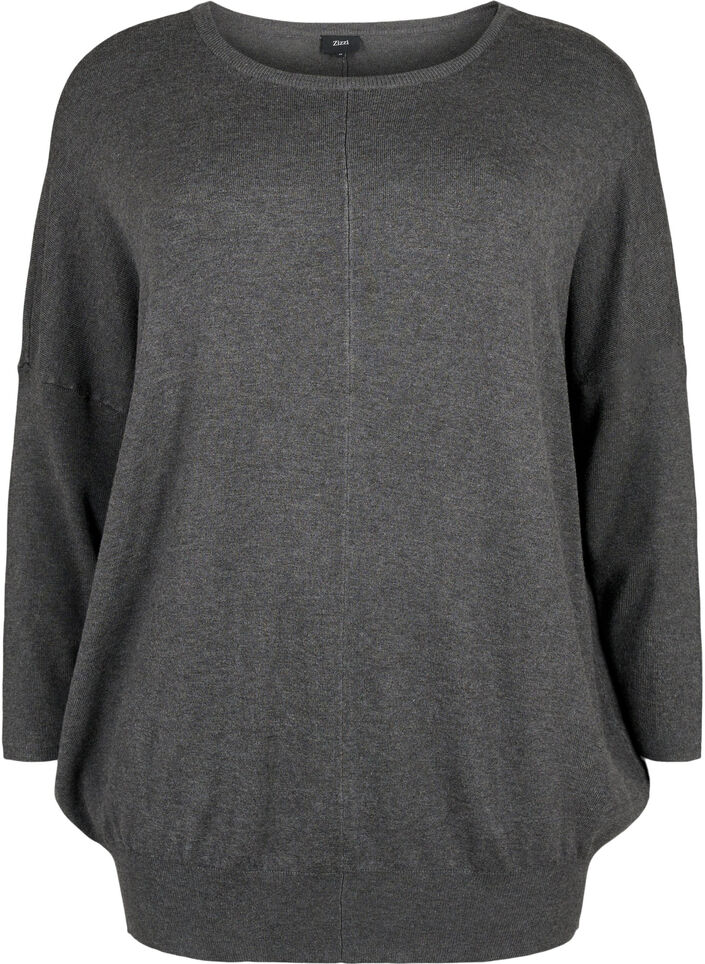 Strikket tunika i en viskoseblanding, Dark Grey Melange, Packshot image number 0