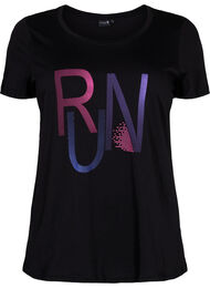 T-skjorte til trening med trykk, Black w. stripe run