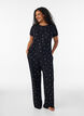 Pyjamatopp med blomstertrykk og ribbet tekstur, Svart, Model image number 1