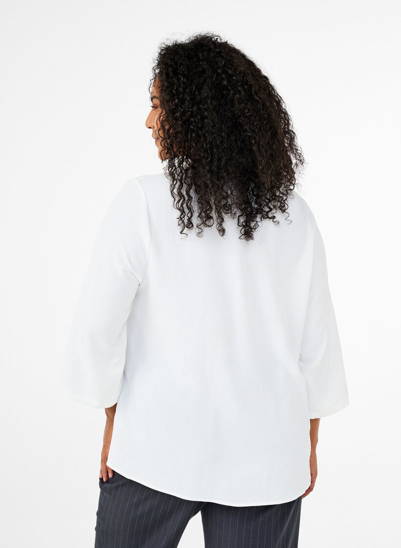 Bluse med 3/4 ermer, Vanilje, Model image number 2