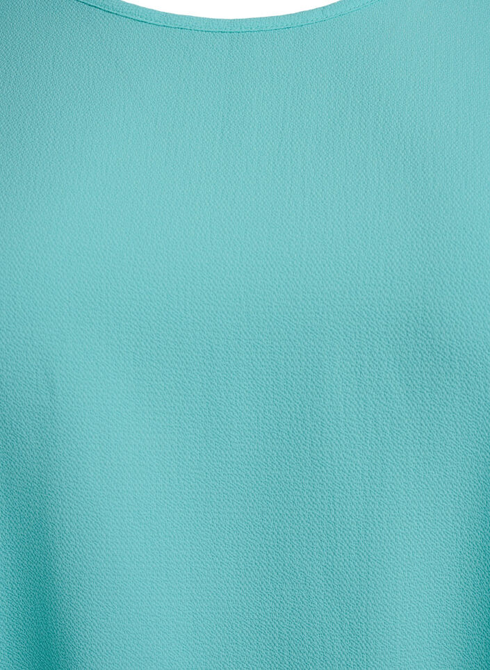 Bluse med korte ermer og rund hals, Bl&aring;, Packshot image number 2