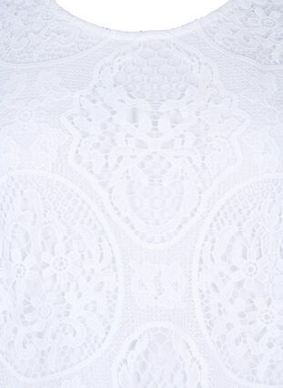 Kortermet festkjole med blonder, Bright White, Packshot image number 2