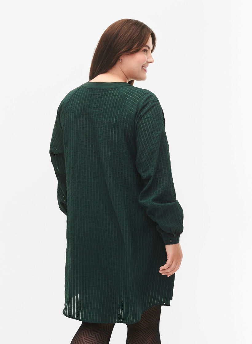 Lang viskose skjorte med stripete mønster, Scarab, Model image number 1