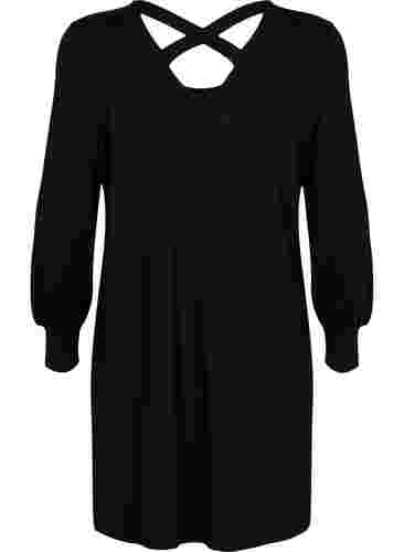 Langermet kjole med ryggdetaljer, Black, Packshot image number 1