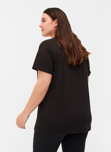 T-skjorte med V-hals og mesh, Black, Model image number 1