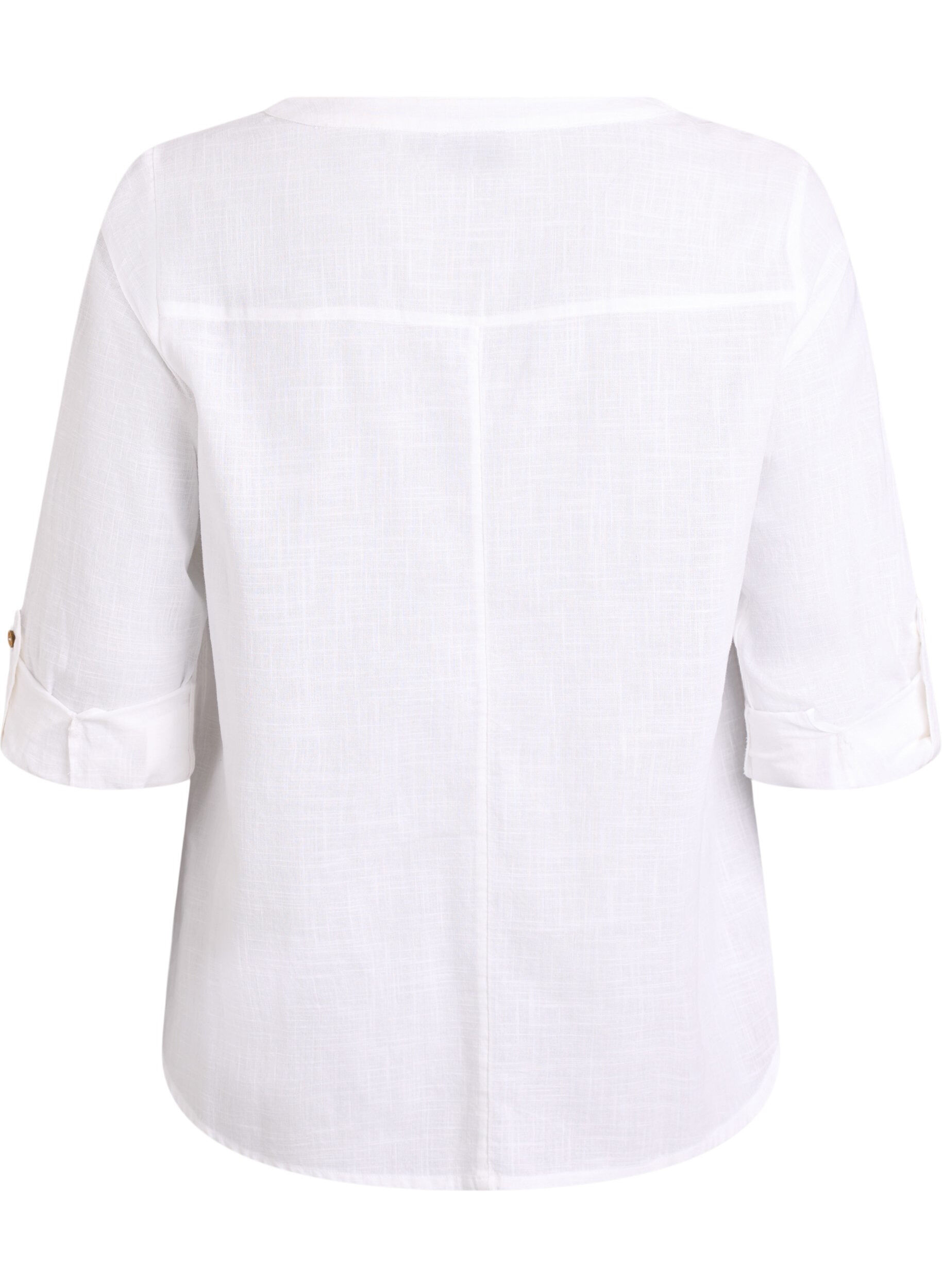 ZizziBluse i bomull med V-hals, Hvit, Packshot image number 1