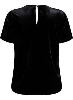 Zizzi Kortermet velour topp, Svart, Packshot image number 1