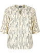 Bluse med 3/4 ermer og print, Off White Stripe, Packshot image number 0