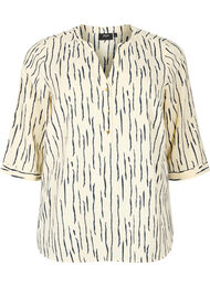 Bluse med 3/4 ermer og print, Off White Stripe