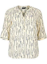 Bluse med 3/4-ermer og trykk