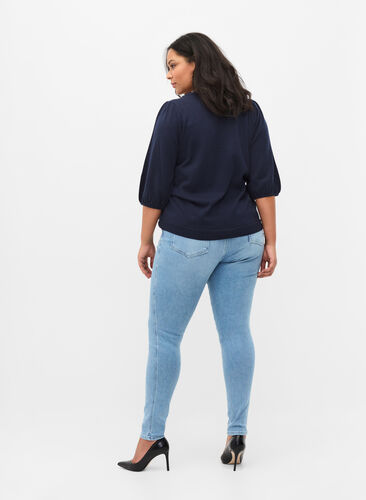 Super slim Amy jeans med markante sømmer, Light blue, Model image number 1