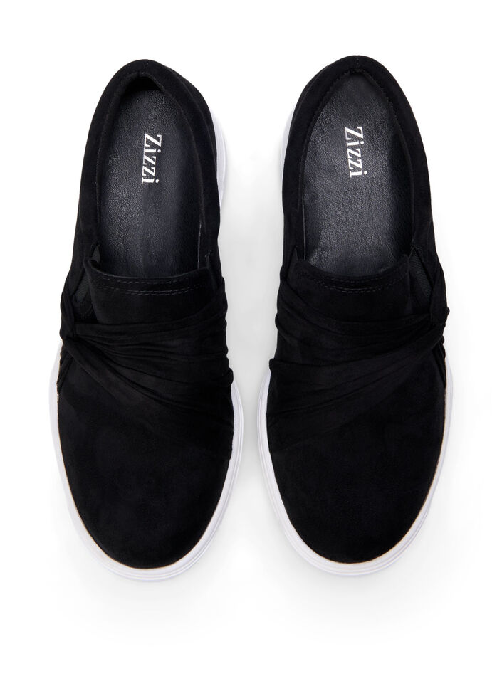 Wide fit - Slip-on med knutedetalj, Svart, Packshot image number 2
