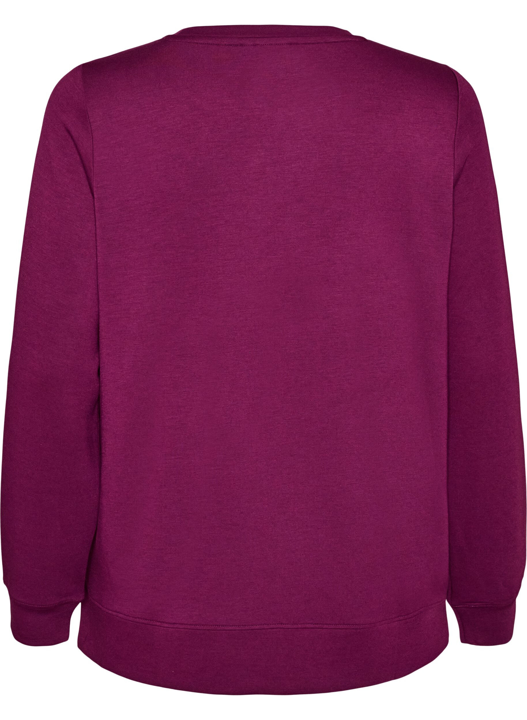ZizziLangermet jersebluse med rund hals, Lilla, Packshot image number 1