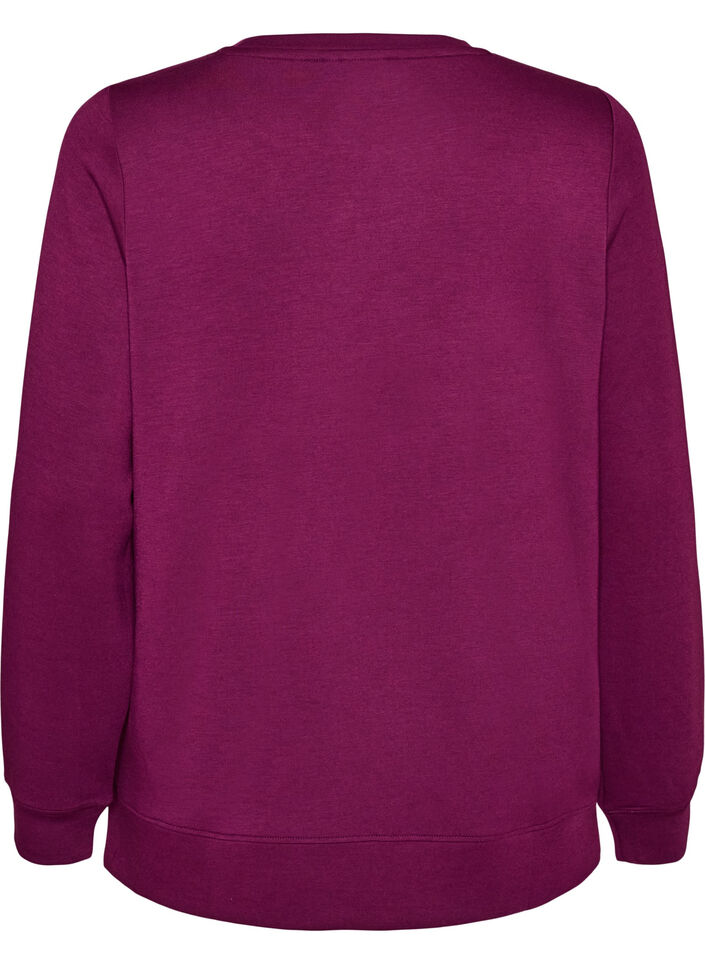 Langermet jersebluse med rund hals, Lilla, Packshot image number 1