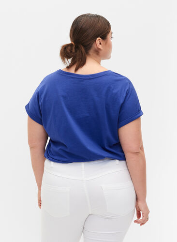 Kortermet T-skjorte i bomullsblanding, Royal Blue, Model image number 1