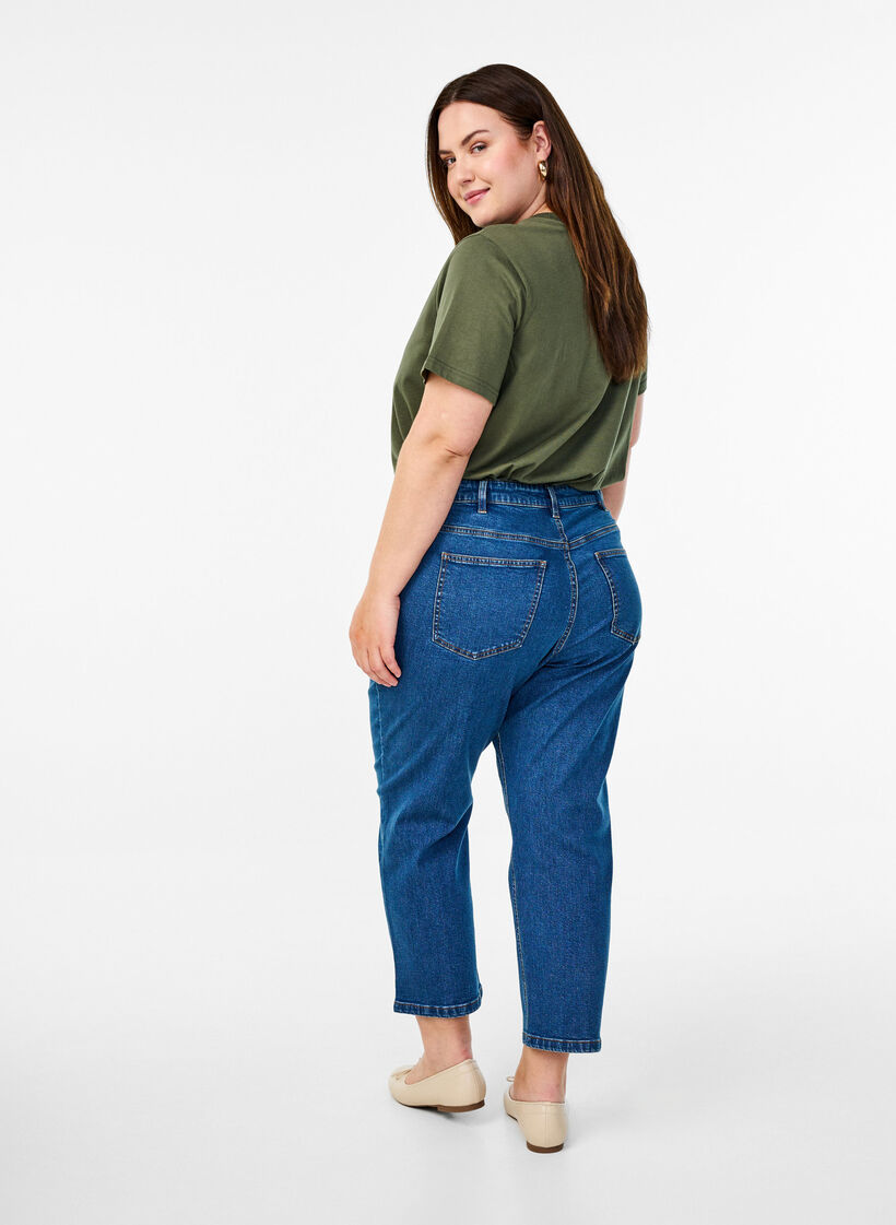 Cropped Vera jeans med straight fit, Blå, Model image number 1