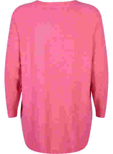 Melert strikkegenser med knappedetaljer, Hot Pink White Mel., Packshot image number 1