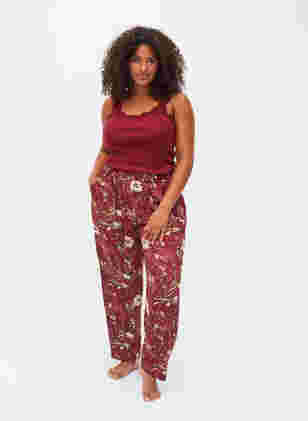 Pysjamasbukser med blomstermønster, Cabernet Flower Pr., Model