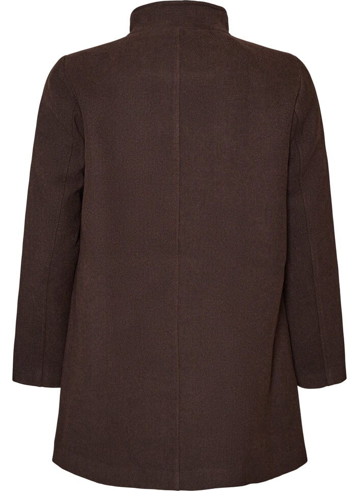 A-line k&aring;pe med gullknapper, Brun, Packshot image number 1