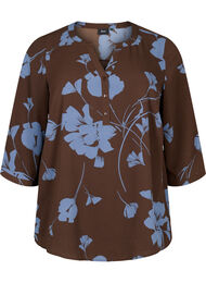 Bluse med print og 3/4 ermer, Falcon Flower