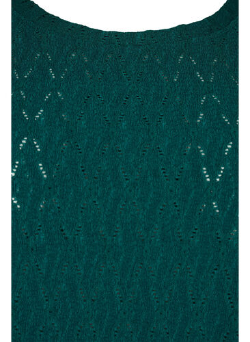 Bluse med 3/4-ermer og strukturmønster, Deep Teal, Packshot image number 2