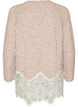 Strikkebluse med raglanermer og en bred blondedetalj, Beige, Packshot image number 1
