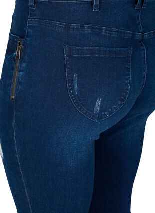 Super slim Amy jeans med splitt, Dark blue denim, Packshot image number 3