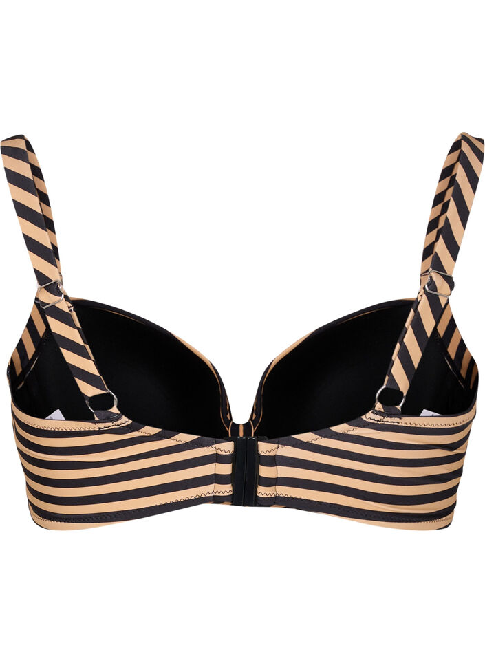 Bikinioverdel med bøyle og mønster, Brun, Packshot image number 1