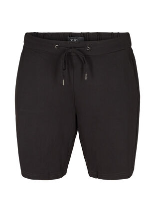 Ensfargede shorts med lommer, Black, Packshot image number 0