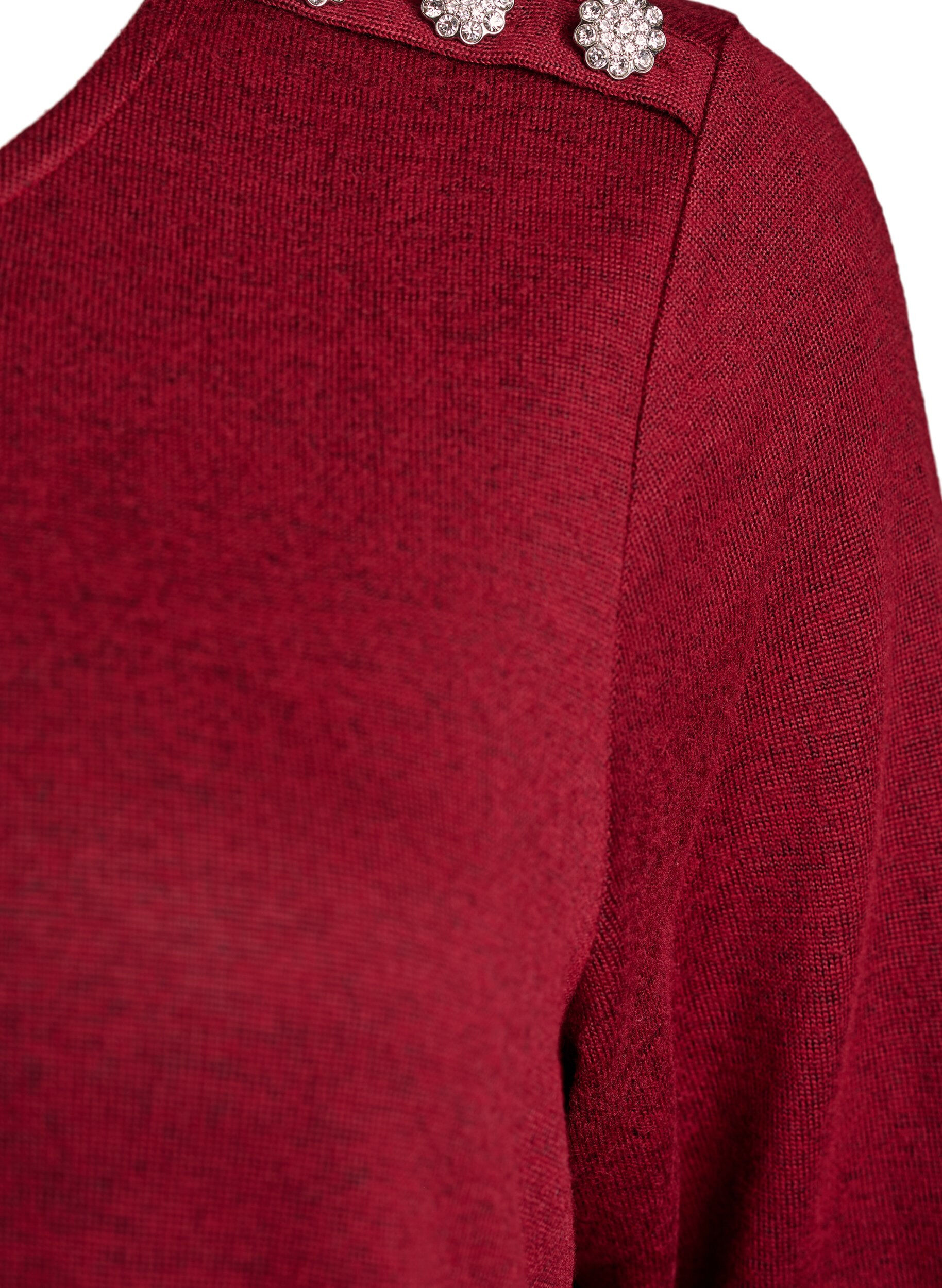 Zizzi Bluse med dekorative knapper, R&oslash;d, Packshot image number 3