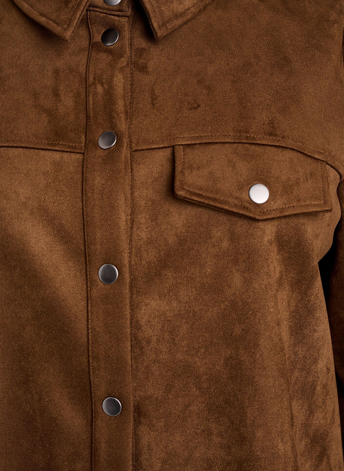 Imitert semsket skjorte, Brown Fake Suede , Packshot