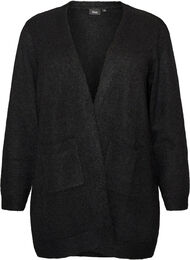 Lang cardigan med lommer, Svart