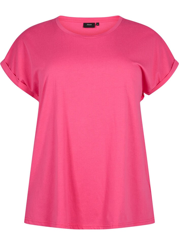 Kortermet T-skjorte i bomullsblanding, Rosa, Packshot image number 0