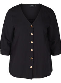 Bluse i viskose med knapper og V-hals