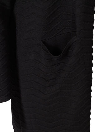 Lang strikkecardigan med mønster, Black, Packshot image number 3