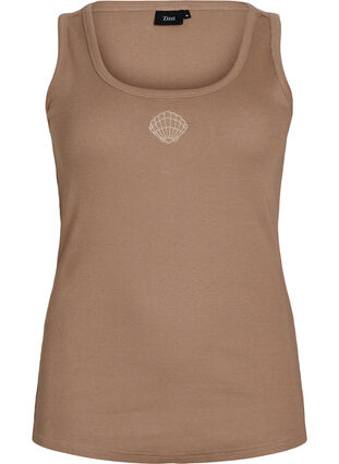 Zizzi Figurnær topp med motiv, Brun, Packshot image number 0