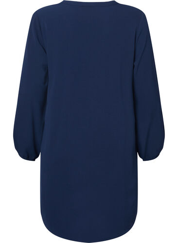 Kjole med lange ermer og V-hals, Navy, Packshot image number 1