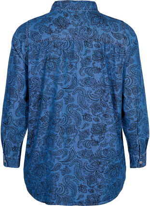 Skjorte i bomull med paisleymønster, Blue Paisley, Packshot image number 1