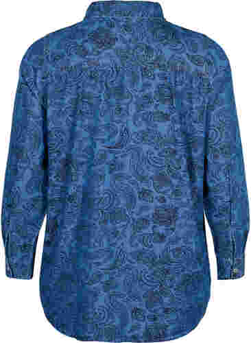 Skjorte i bomull med paisleymønster, Blue Paisley, Packshot image number 1