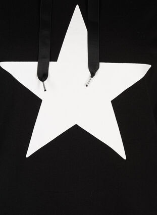 Sweatshirt med hette, Black w. white star, Packshot image number 3
