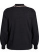 Strikkebluse med kruset polokrage, Svart, Packshot image number 1