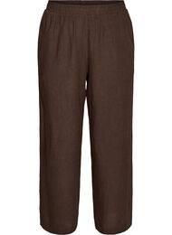 Bukser med vide ben i lin og viskose, Brun
