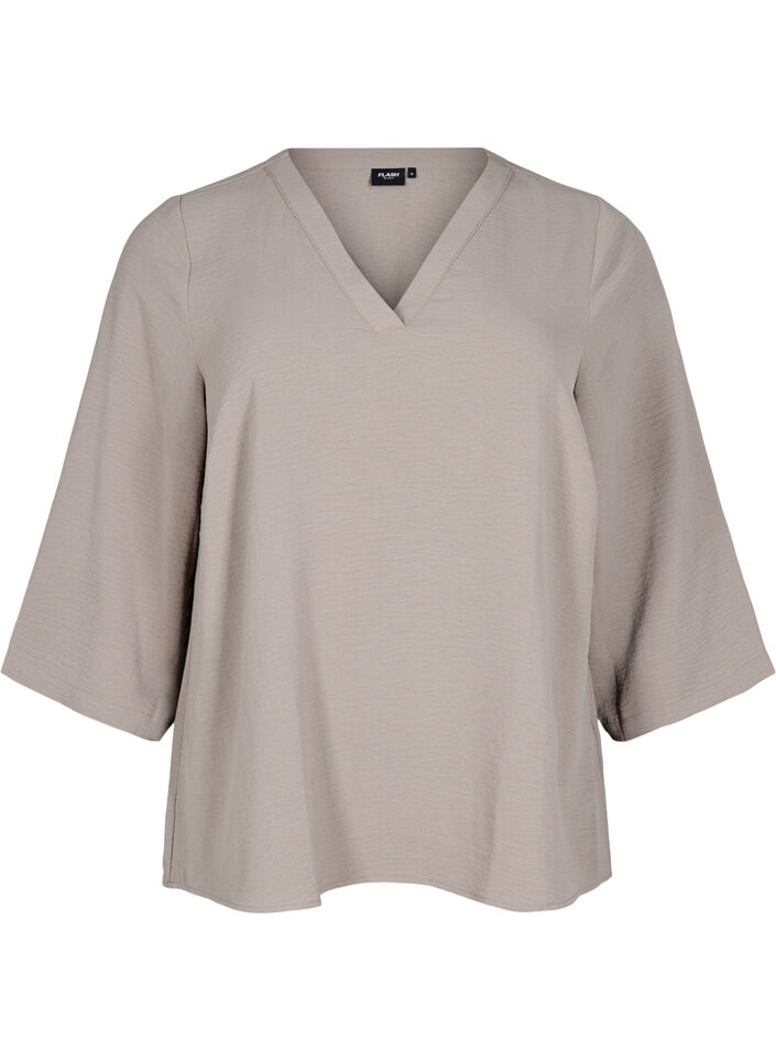 FLASH - Bluse med 3/4 ermer, Beige, Packshot image number 0