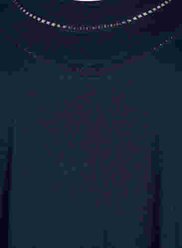 Bomulls T-skjorte med blondekant, Navy Blazer, Packshot image number 2