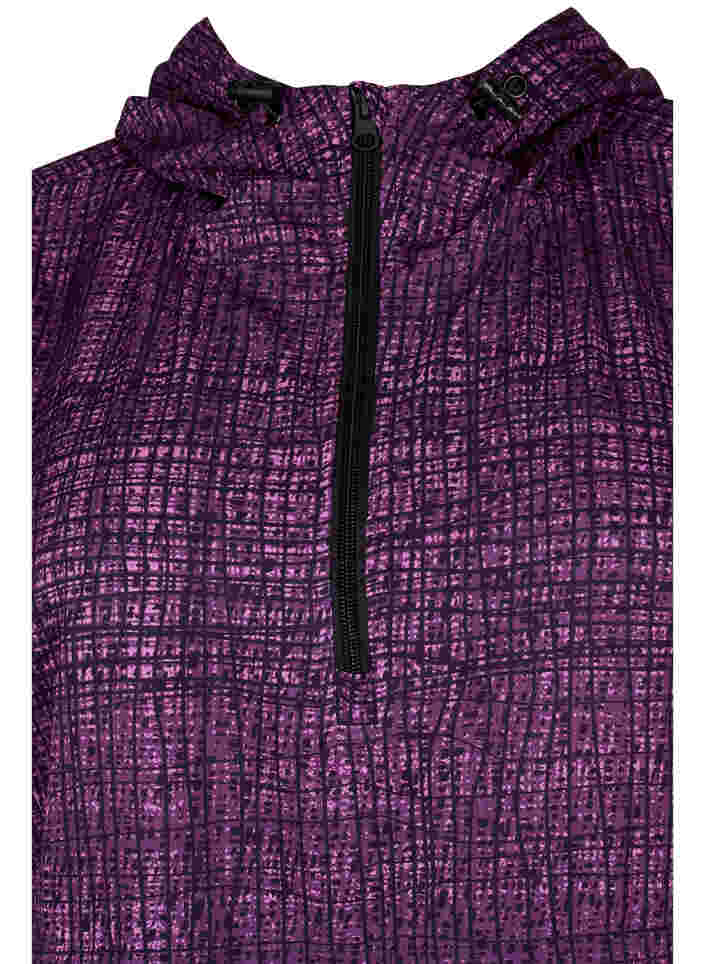 Treningsanorakk med glidelås og lommer, Square Purple Print, Packshot image number 2