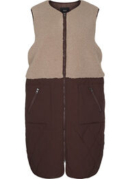 Lang quiltet vest i teddy med lommer, Fungi Comb