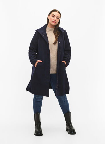 Frakk i A-linje med hette, Night Sky Mel., Model image number 2