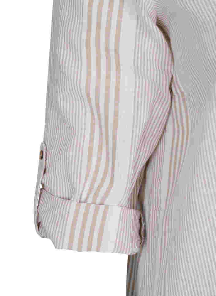 Kjole med V-hals og krage, White Taupe Stripe, Packshot image number 3