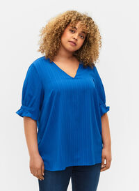 Stripete bluse med 1/2 ermer, Victoria blue, Model